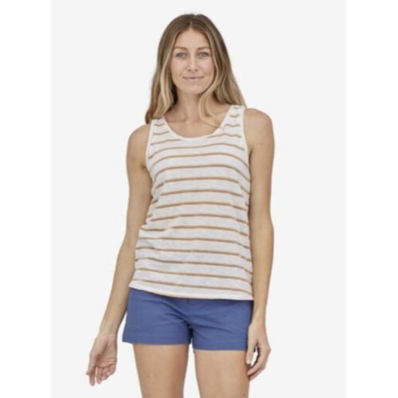 Pantagonia Tops - Patagonia Women's Mainstay Tank Sunset White Tan Stripe Small‎ NWOT